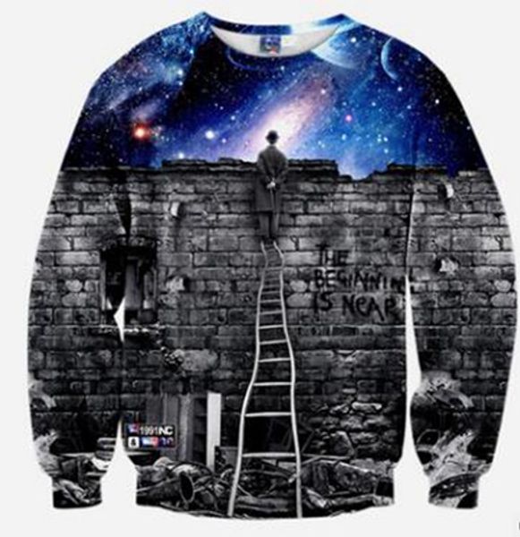 

men's european and american new korean version of high-quality personality digital scene printing round neck vest jacket / s-xl, Black