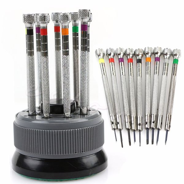 

wholesale-9pcs 0.8mm-2.0mm watch screwdriver screw driver kit repair tools set for watches glass