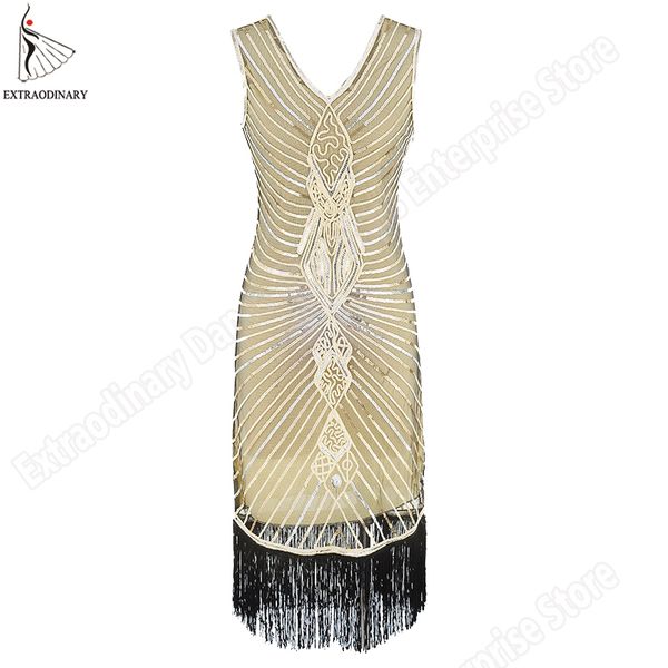 

women gatsby vintage flapper 1920s fringed dress great sleeveless tassel beaded party dress art deco double, White;black