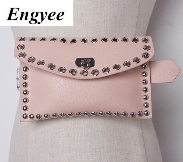 

engyee new style female designer mini waist bag fashion hollow waist pack belt bags for women leather hip bag women