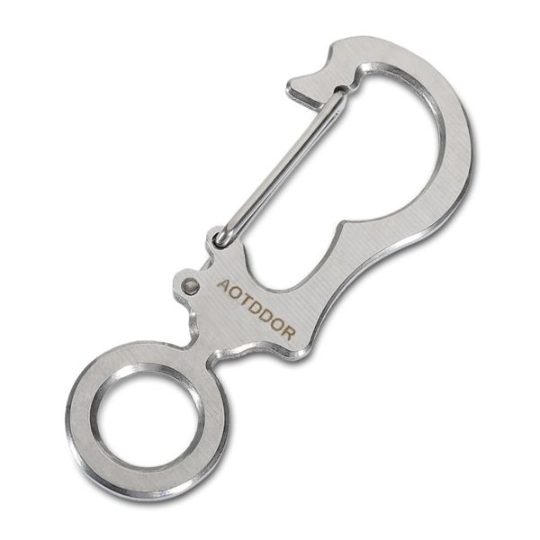 

aotddor portable stainless steel carabiner keychain with ring