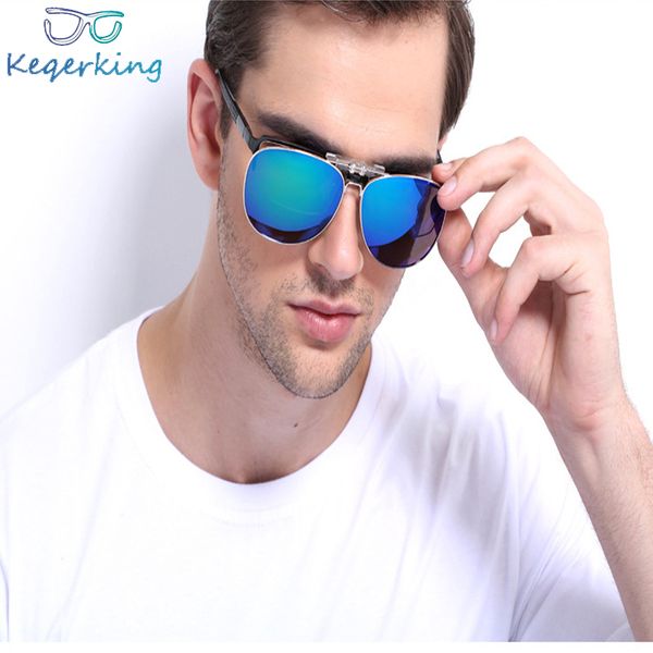 

mirror pilot polarized sunglasses men night vision lens polaroid sun glasses flip up clip on sunglass outdoor goggles zb-68, White;black