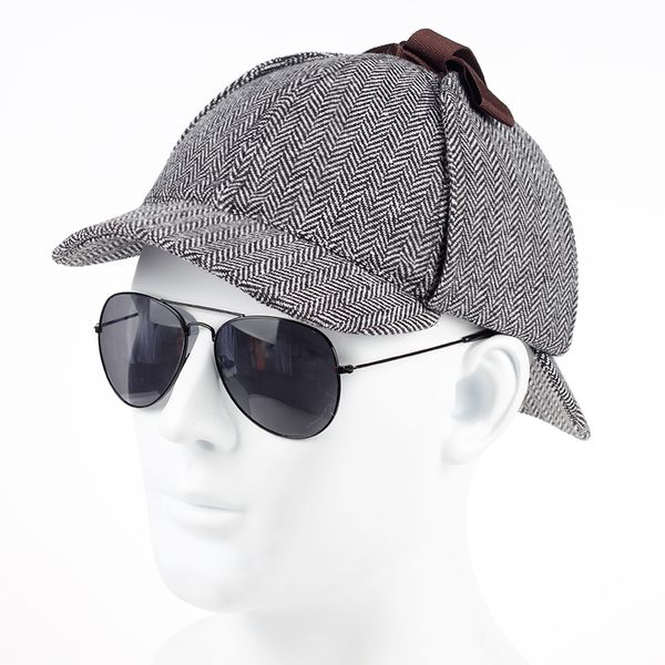 

tunica 2017 new cotton cosplay cap detective sherlock holmes deerstalker hat gray cups new men women berets cap, Blue;gray