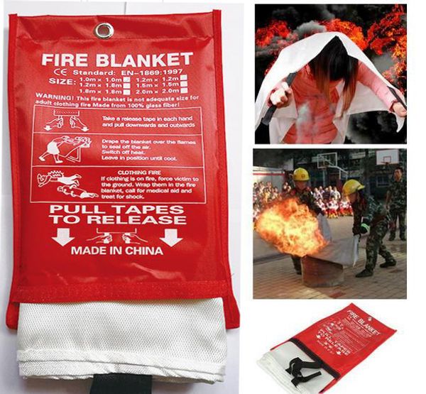 Бесплатная доставка высокое качество 1 м * 1 м огонь одеяло аварийного выживания огонь укрытие безопасности протектор огнетушители палатка