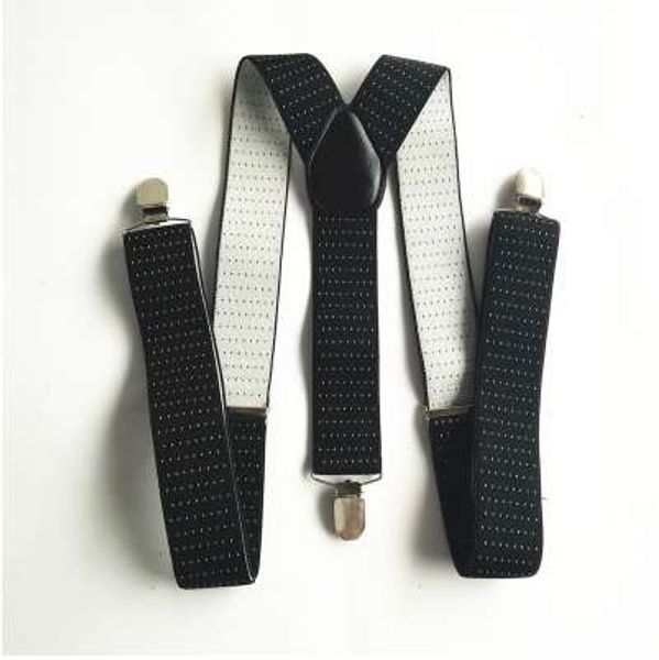 

bd050-men dots suspenders large size 3.5 width suspender for wedding elastic adjustable braces clips on, Black;white