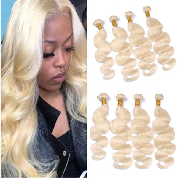 Platinum Blonde Body Wave Hair 4 Bundles Deals 613 Blonde Virgin