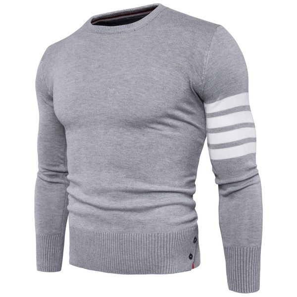 

sweater pullover men 2018 male brand casual slim sweaters men high quaility cuffs fight color hedging o-neck men's sweater, White;black