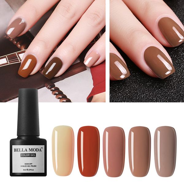 

colorful gel nail polish 8ml bella moda gel polish primer semi permanent soak, Red;pink