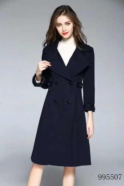 

women's large lapel trench coat sleeve long double-breasted bagin cotton british wind spring coat trench coat u1c1c, Tan;black