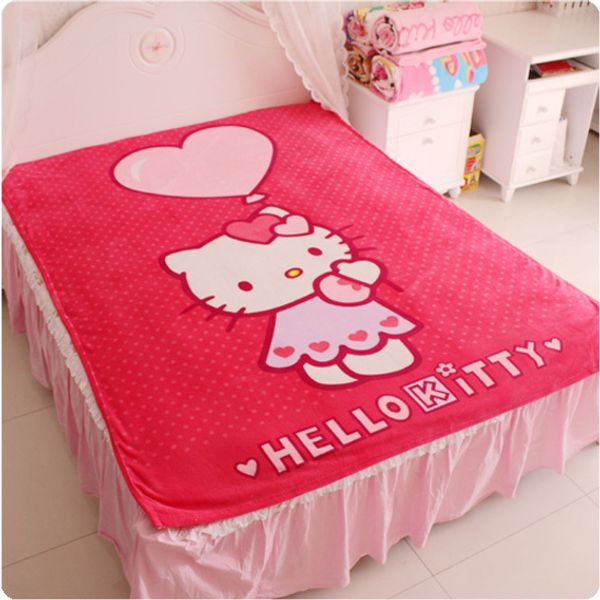 

hello kitty blanket for adult/kids plush fleece blanket kawaii bed throw on the bed/sofa/car, queen size 200*150cm
