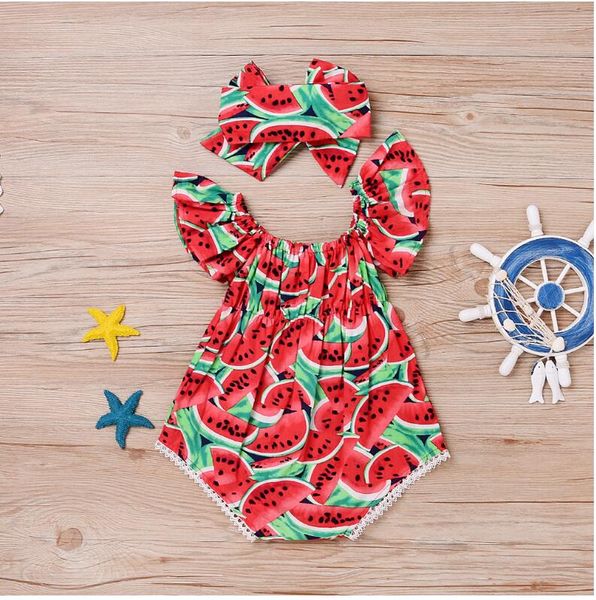

girl watermelon cotton rompers baby summer jumpsuit onepiece clothes cz 001, Blue