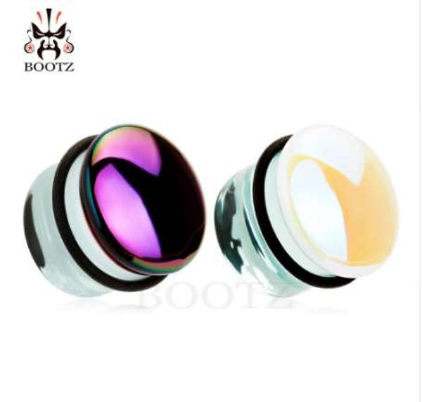 

kubooz piercing new arrival single flared glass plugs ear tunnel body jewelry ear gauges piercing wholesale, Silver