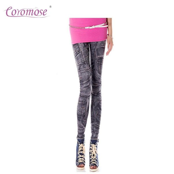 

coromose girl straight slim fitness stretchy leggings female denim fake jeans skinny jeggings black slender size fo