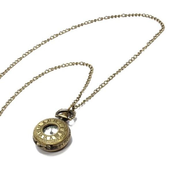 

ycys-quartz pendant pocket watch chain antique bronze roman numeral hollow hot, Slivery;golden