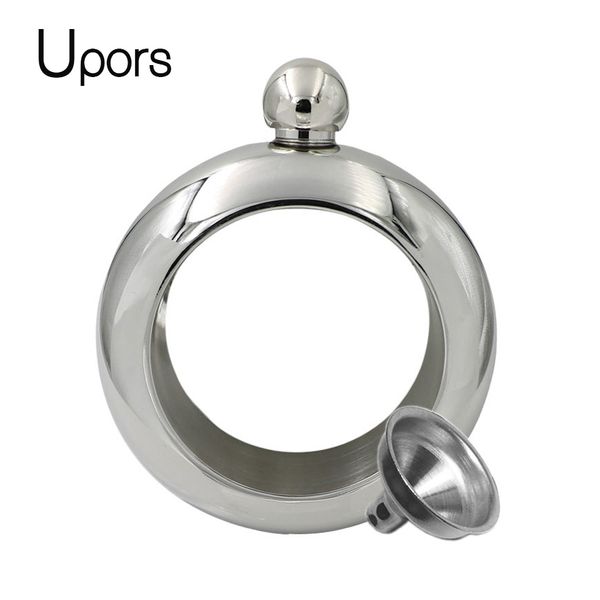 

upors 3.5oz hip flask bracelet 304 stainless steel bangle hip flask set for alcohol whiskey wine bottle with funnel silver color