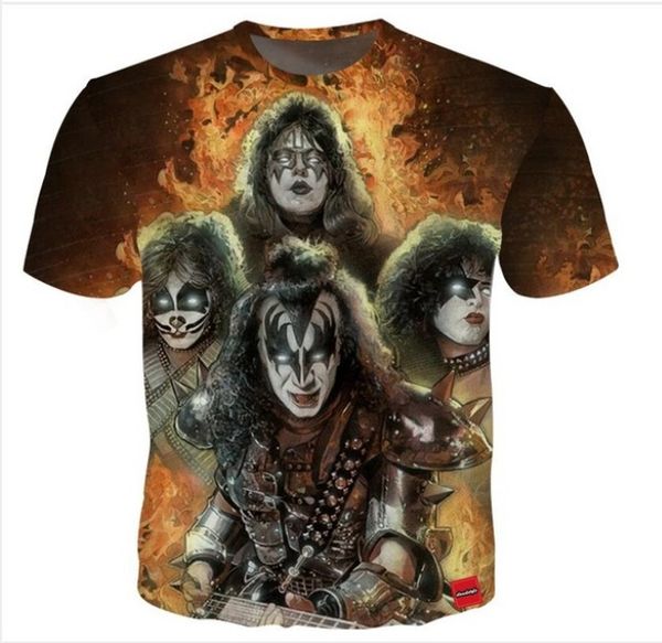 

2018 3d t-shirt men plus size 5xl kiss band series player 3d printing many monster print tshirts hip hop men streetwear xtxs047, White;black