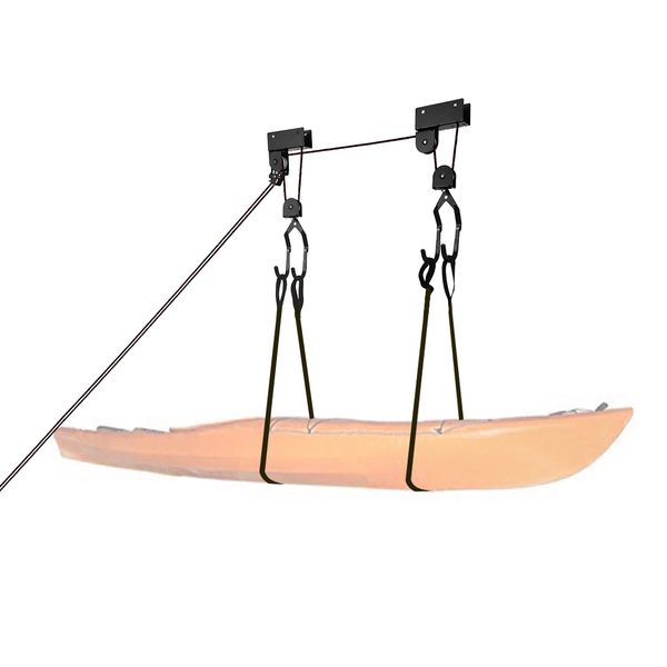 

125 lb Capacity Kayak Storage Hoist Garage Ceiling Mount Canoe Boat Hoist Pulley System Bike Lift Garage Ceiling Storage Rack