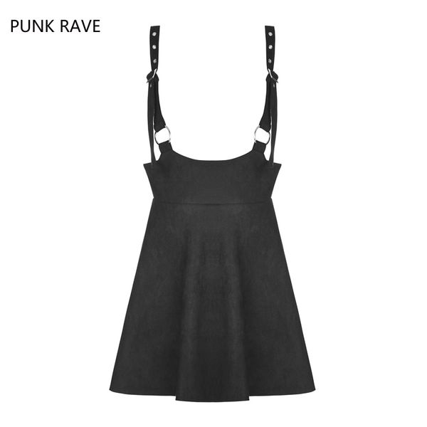 

new punk rave casual party black gothic metal half women skirt with straps oyq016
