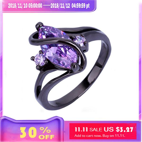 

stainless steel black gold wedding ring with blue/green/purple crystals zircon punk engagement rings for women/male/men/couples, Golden;silver