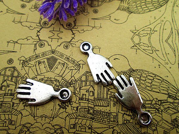 

60pcs hand charms hand charms pendants antiqued silver tone 22x10mm, Bronze;silver