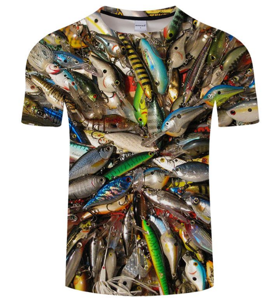 

2018 summer new fashion fishinger print 3d t-shirt man's casual short sleeve homme funny t shirt tees t-shirt aa535, White;black