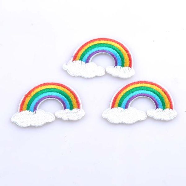 

patch diy rainbow patches for kids clothes iron-on embroidered patch motif applique, Black
