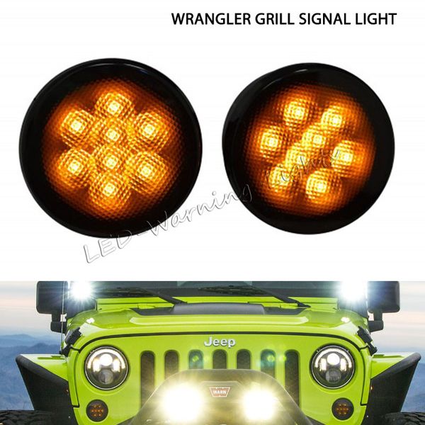 

2pairs smoke clear amber led turn signal lights for wrangler jk 07-15 marker parking front grill turn light kit