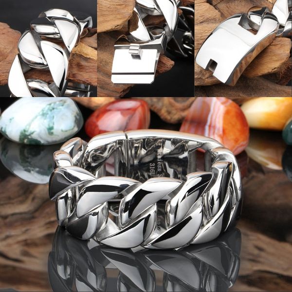 

new super coarse 361l stainless steel curb link bracelet men's chain domineering bracelet trend jewelry support fba drop shipping g829r, Black