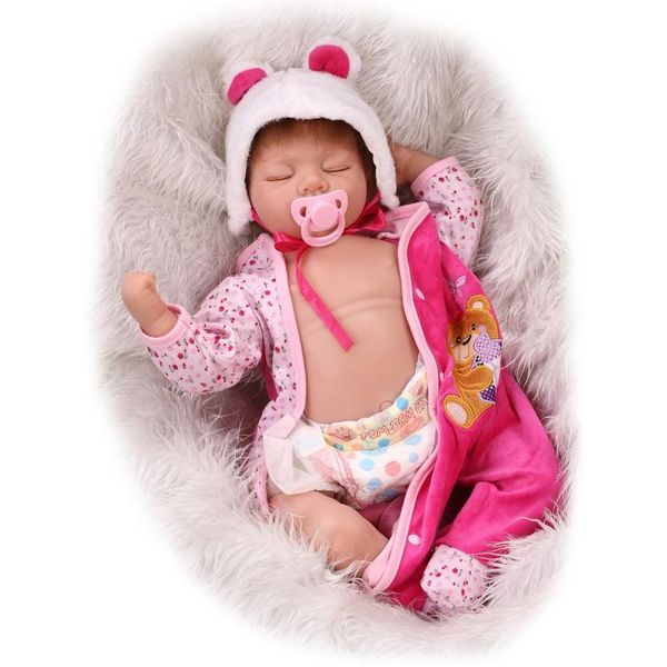 

one piece 22 inch silicone reborn baby dolls fashion sleeping babies real vinyl belly 55cm toys for children juguetes brinquedos
