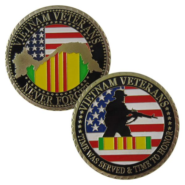 Il trasporto Libero 5 pz/lotto, 24 K Placcato Oro Sfida moneta/Medaglie-United States Military Vietnam Veterans