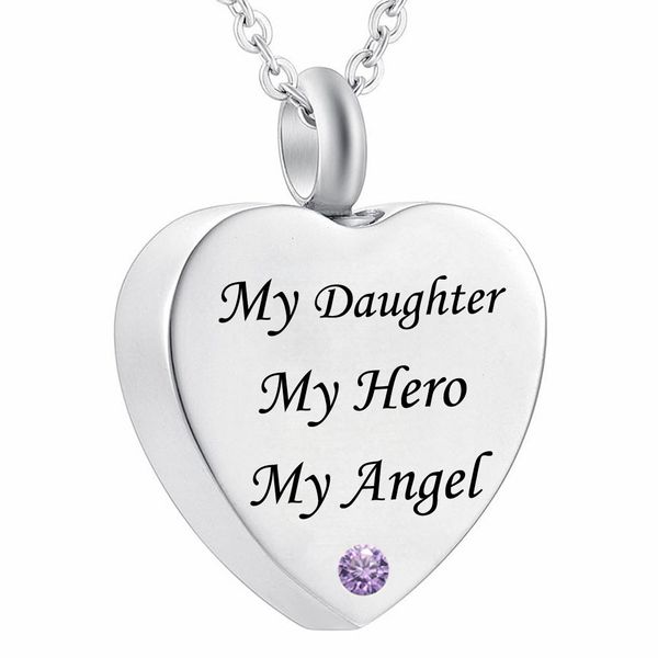 Meu pai meu herói meu anjo cremação jóias birthstone de cristal memorial urna colar filha coração pingente funil kit de preenchimento
