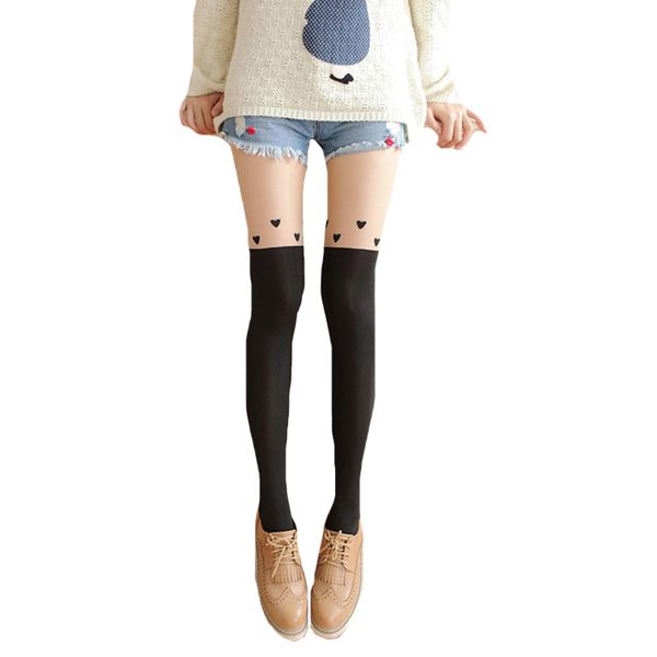 

fashion summer pantyhose women's tights love ladies heart stockings skin pantyhose female black tights colorfu high stretch, Black;white