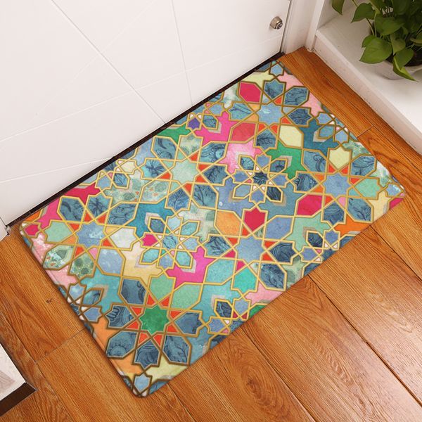 

2017 new anti-slip carpets fashion ideas color geometry print mats bathroom floor kitchen rugs 40x60or50x80cm