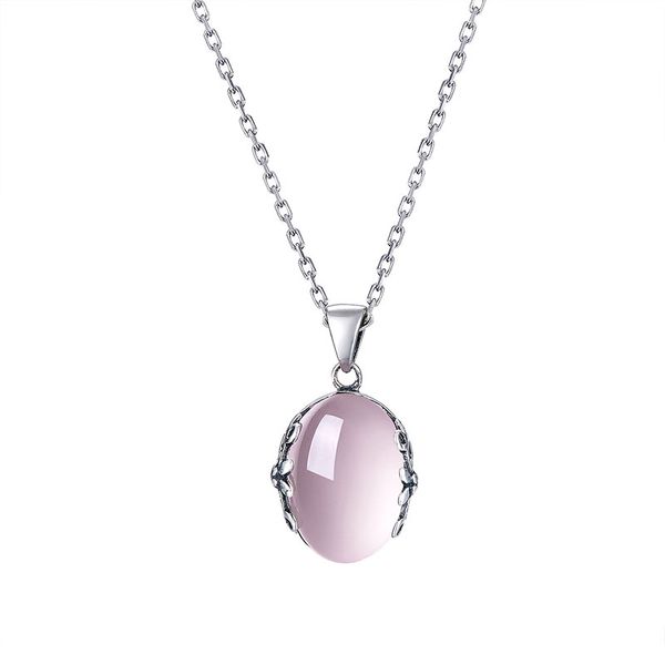 

new fashion natural pink crystal pendant&necklace for women,100% 925 sterling silver necklace fine jewelry birthday gift