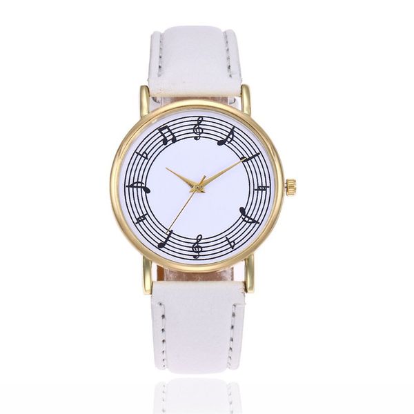 

mjartoria lovely women watch brand quartz analog musical note feminino women leather wrist watch for dropshipping, Slivery;brown