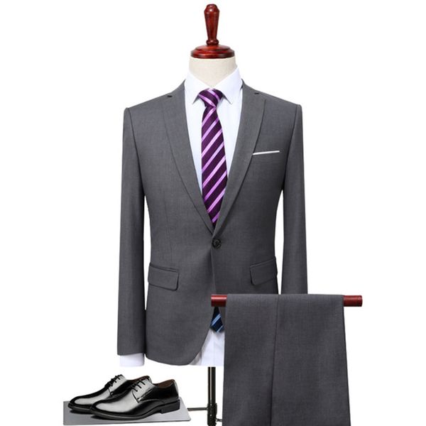 Herrenanzüge 2024 Graue Hochzeitsanzüge Bräutigam Trauzeugen Maßgeschneiderte Business Slim Fit Formelle Smoking Bräutigam Trauzeuge Blazer Prom Jacke + Hose