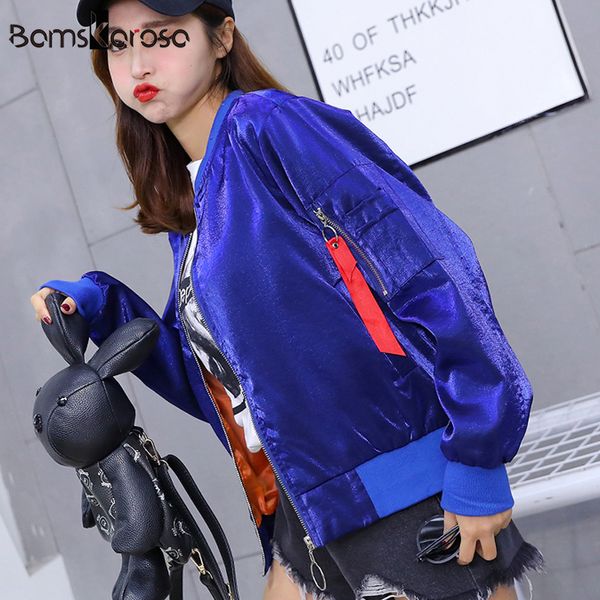 

2018 autumn winter jacket women long sleeve zipper bomber jacket coat female casual thin windbreaker outerwear jaqueta feminina, Black;brown