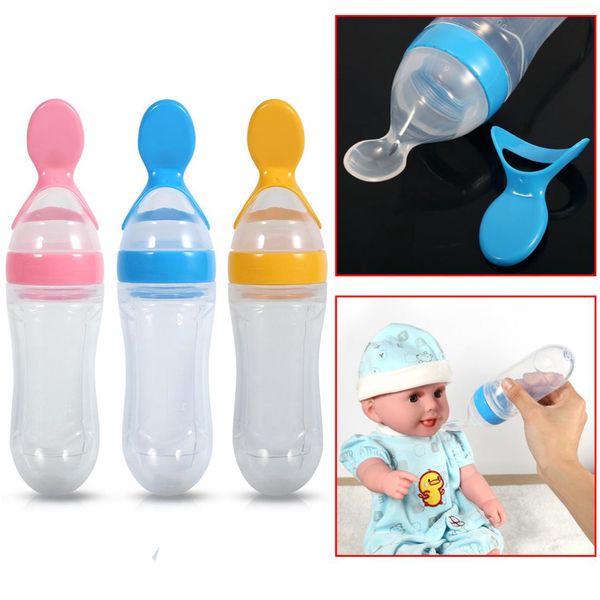 90ml Silicone Baby Feeding Bottle Spoon Baby Toddler Food