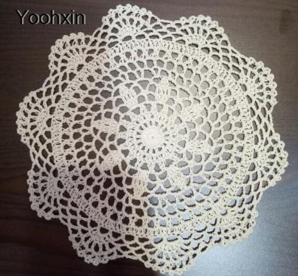 

round lace cotton crochet table place mat cloth glass placemat cup mug holder dining drink doily christmas pad kitchen