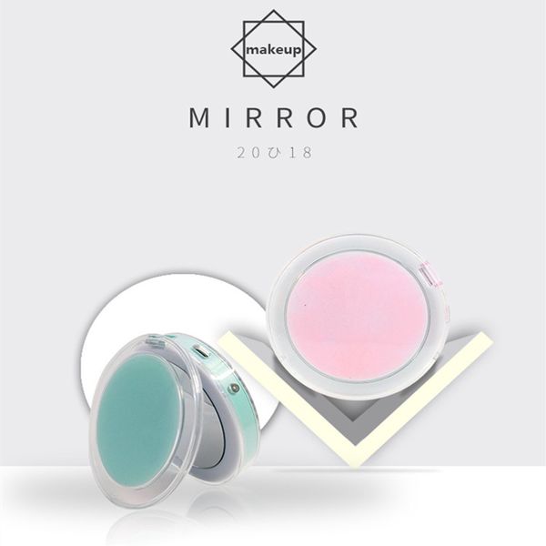 

led lighted mini makeup mirror 3x magnifying compact travel portable sensing lighting makeup mirror lightweight fashion