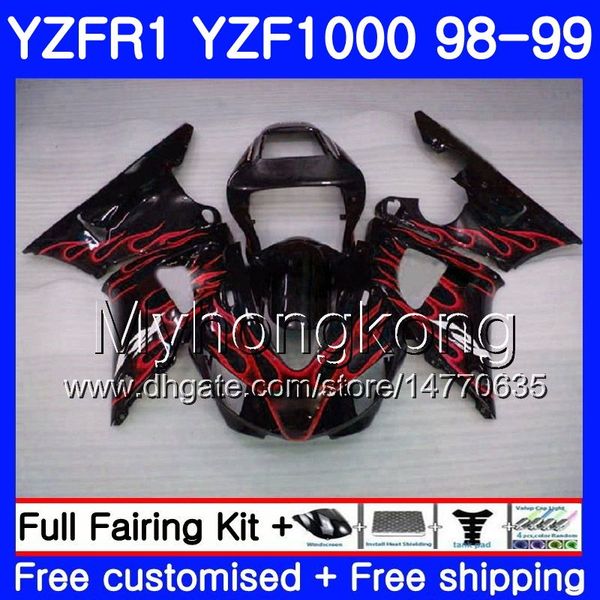 YAMAHA YZF R 1 YZF 1000 YZF1000 için karoser Kırmızı alevler stok YZFR1 98 99 Çerçeve 235HM.13 YZF-1000 YZF-R1 98 99 Vücut YZF R1 1998 1999 Fairing