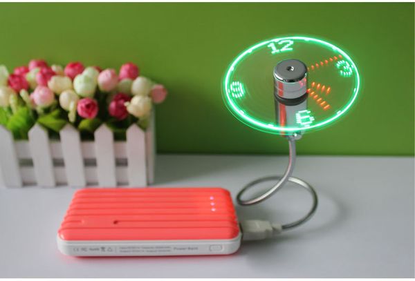 

creative usb mini led fan clock display flashing time usb clock fan for pc notebook power bank charger with clock usb gadgets