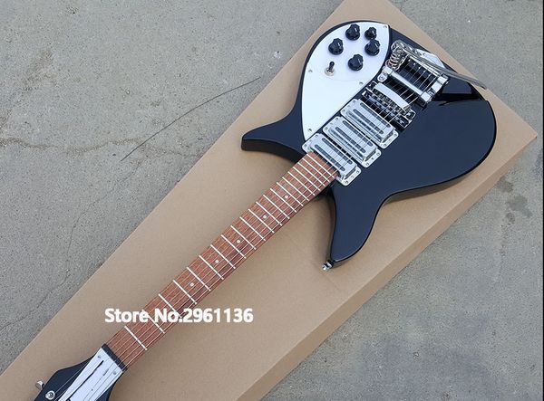 

ric john lennon 325 short scale length 527mm jetglo 6 string black electric guitar bigs tremolo gloss paint fingerboard, 3 toaster pickups