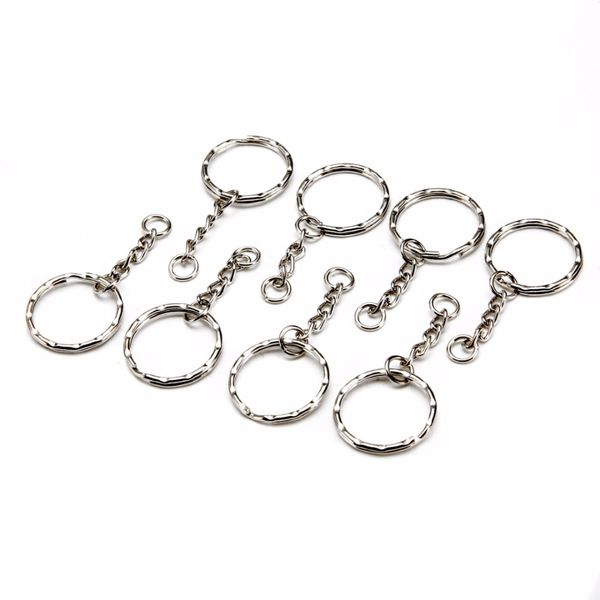 

50pcs split ring keychain key fob connector 4 link chain key-ring silver 55 long