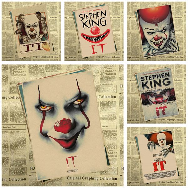 

2017 horror movie stephen king's it clown palloncino rosso kraft paper poster interior decoration ing