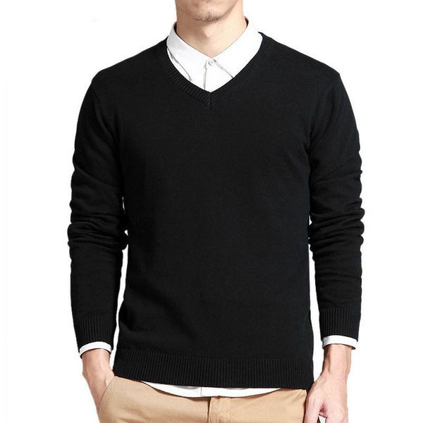 

Varsanol Cotton Sweater Men Long Sleeve Pullovers Outwear Man V-Neck sweaters Tops Loose Solid Fit Knitting Clothing Newsale