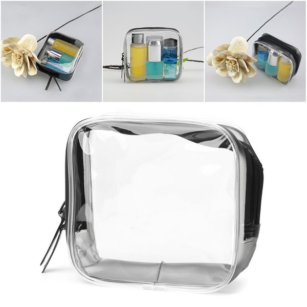 

transparent pvc portable waterproof zipper cosmetic bag travel makeup organizer