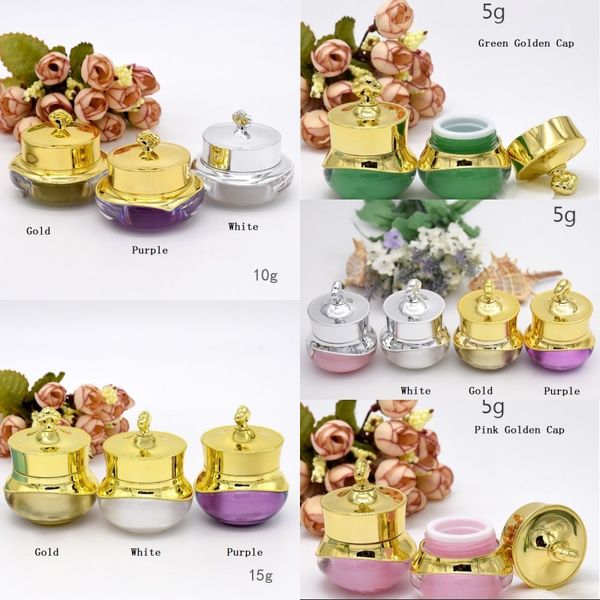 

5/10/15g crown shape plastic refillable bottles empty pot bottles makeup jar travel face cream lotion cosmetic container