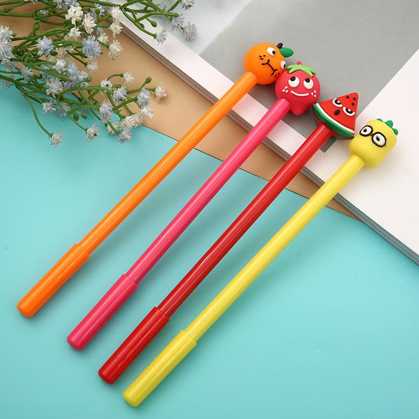 

40pcs/lot cartoon fruit design gel pen 0.5mm black ink student stationery gift office school supplies