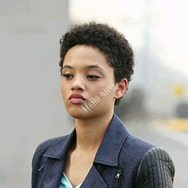 Afro Kinky Curly Celebrity None Lace Hair Wigs Short Cut Glueless